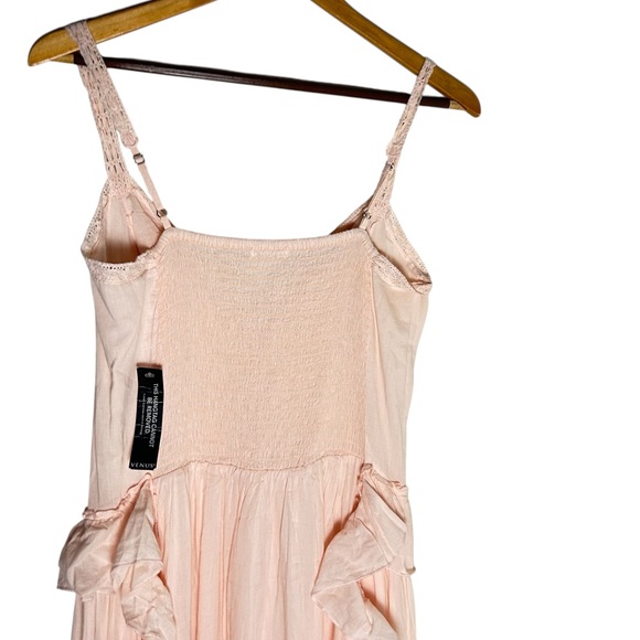 NWT VENUS Ruffled Tiered Maxi Boho Dress 100% Cotton In Blush Pink Size S - Picture 5 of 7
